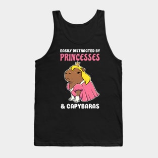 Easily Distracted by Princesses and Capybaras Cartoon Tank Top